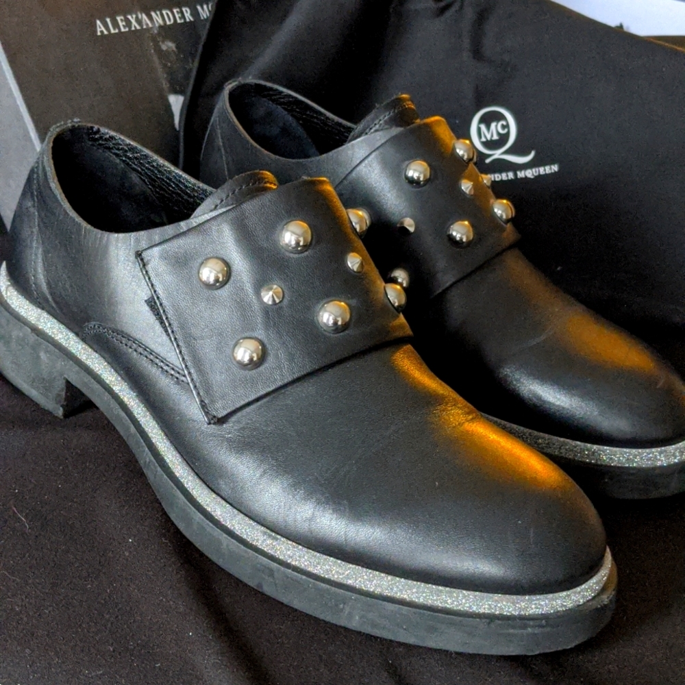 Alexander McQueen Black Studded Leather Loafers